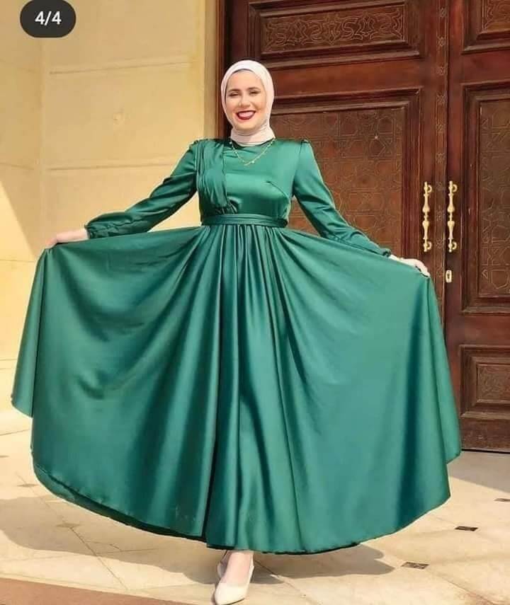 أجمل فساتين سواريه لِلمُحجّبات ستان بسيطة