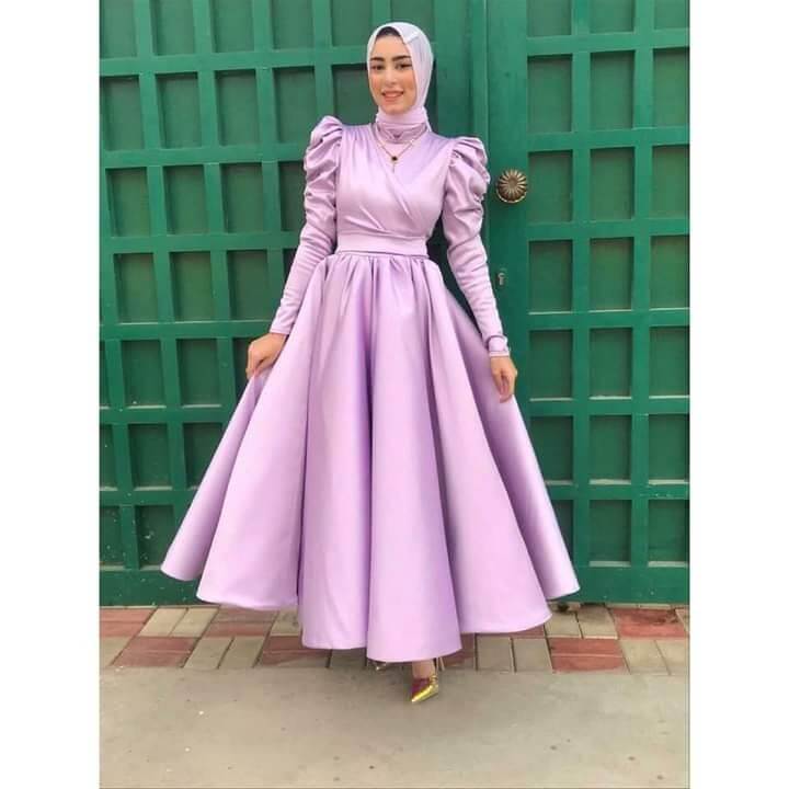 أجمل فساتين سواريه لِلمُحجّبات ستان بسيطة