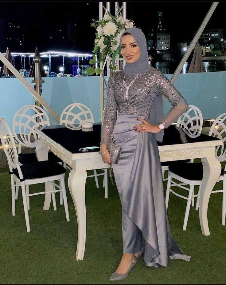 أجمل فساتين سواريه لِلمُحجّبات ستان بسيطة