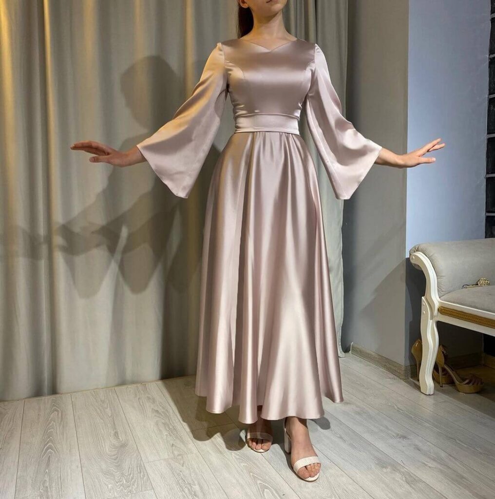  فساتين سواريه لِلمُحجّبات ستان بسيطة
